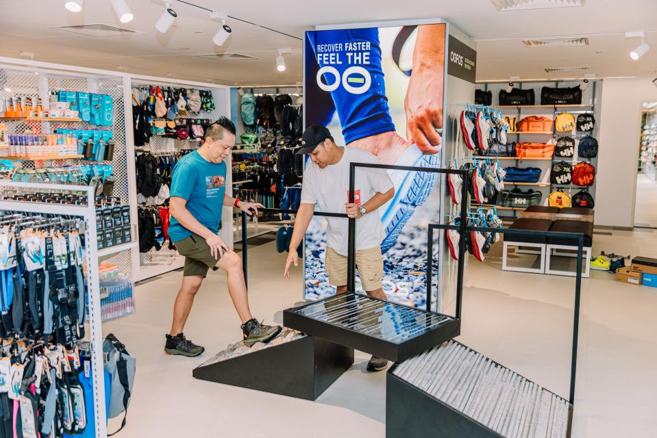 The Raffles City store features a new state-of-the-art trail ramp with different terrain surfaces to test your hiking shoes before purchasing. PHOTO: Liv Activ