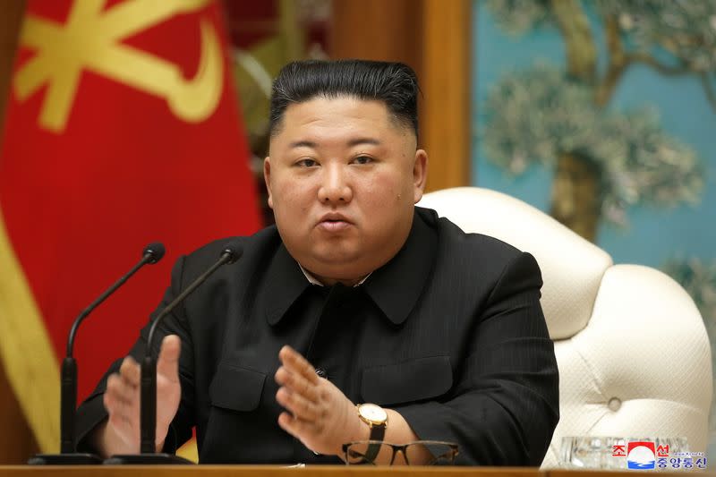 North Korean leader Kim Jong Un attends a meeting in Pyongyang