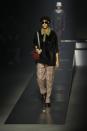 A model wears a creations for the Fendi fall winter 22/23 collection, in Milan, Italy, Saturday, Jan. 15, 2022. (AP Photo/Antonio Calanni)