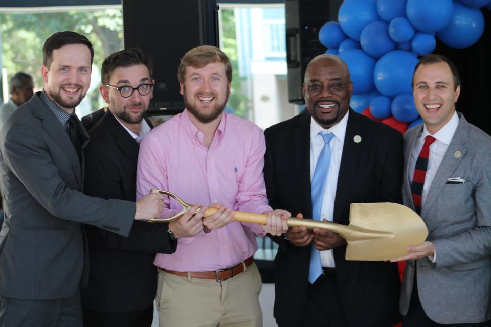 From left: Ryan McCurdy, Tyler Gray, Stephen Plunk, Mayor Van Johnson and Alderman Nick Palumbo.