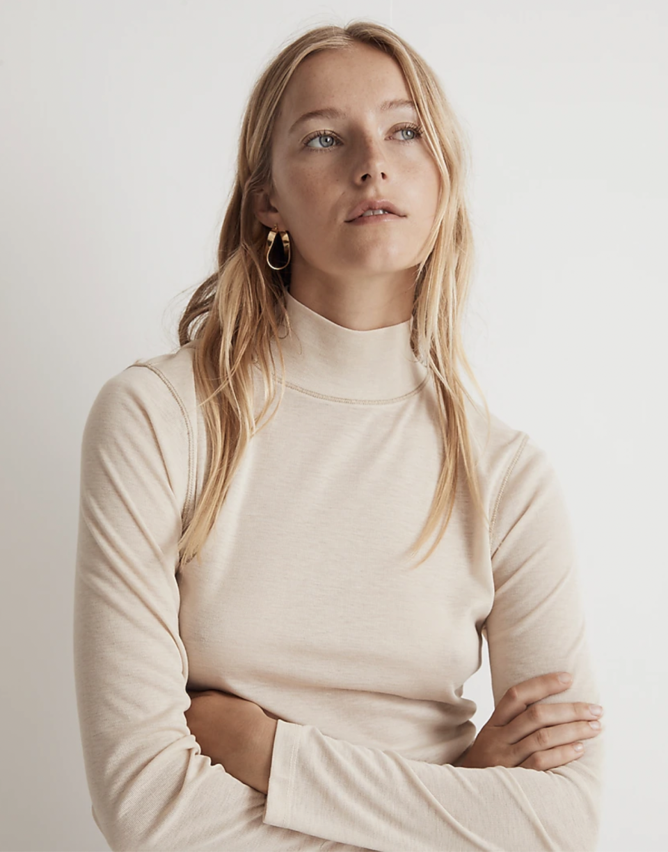 <p>;/p><p>Semi-Sheer Mockneck Tee</p><p>madewell.com</p><p>$24.99</p>