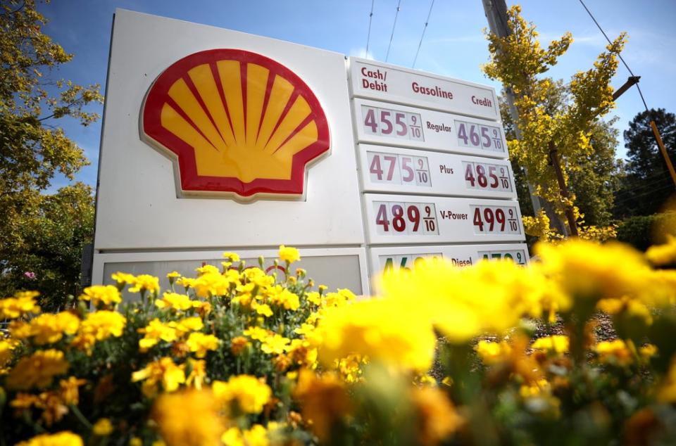 The Shell logo in front of a California gas station (Getty Images)