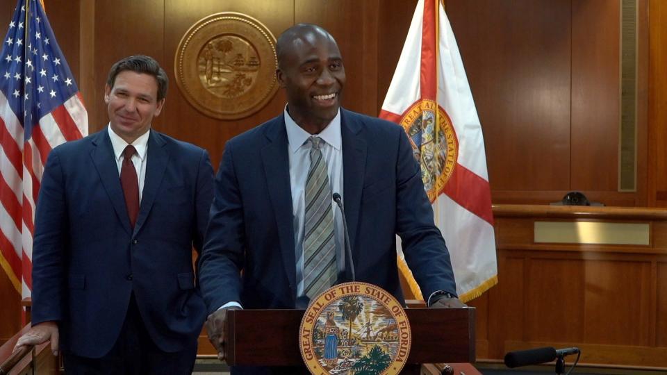 A screenshot of Dr. Joseph A. Ladapo, Florida Gov. Ron DeSantis' pick for Surgeon General, during Tuesday's announcement in Tallahassee. (Image courtesy of the Executive Office of the Governor)