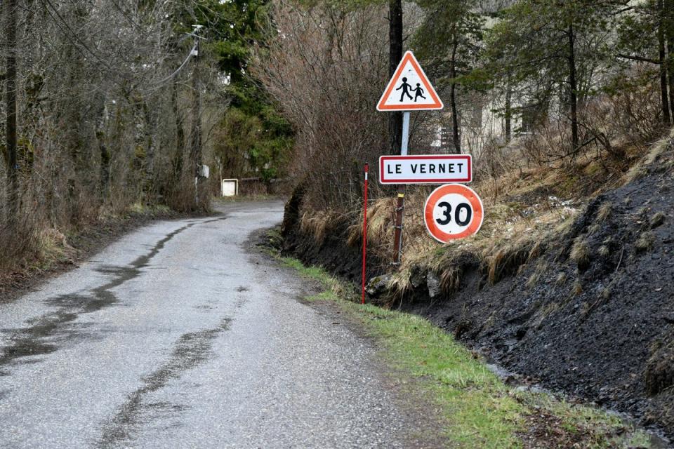 An entrance to the French southern Alps village of Le Vernet, near the Haut-Vernet where Emile went missing (AFP via Getty Images)