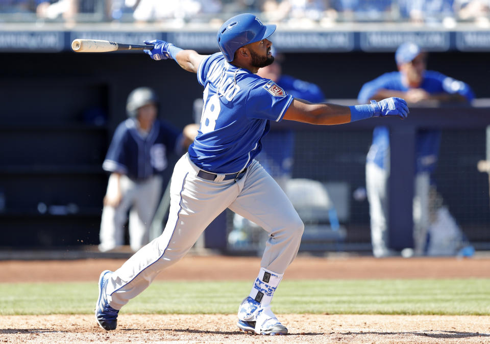 Jorge Bonifacio will miss the first half of the season due to a PED suspension after a promising rookie campaign in Kansas City. (AP)