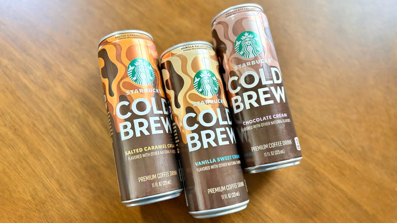 three Starbucks cold brew cans