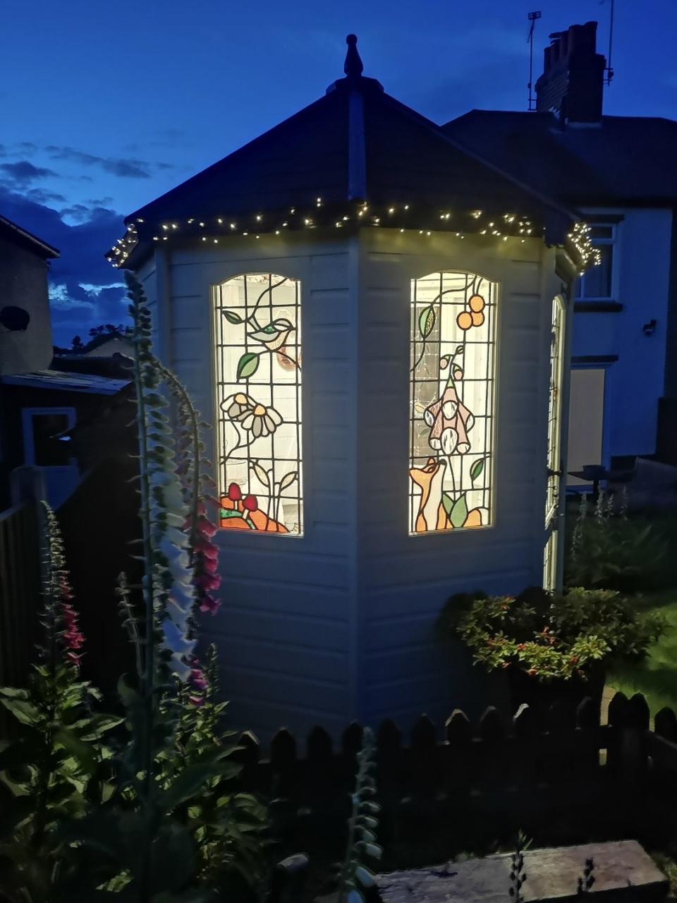 <p><strong>• CABIN/SUMMERHOUSE WINNER</strong></p><p>Featuring striking stained glass windows, which were designed and handmade by shed enthusiast Rachel Carpenter over a five-year period, this shed in Burton-on-Trent depicts the relationship between our health and the natural world.</p><p>As a community pharmacist for the last 30 years, Rachel says: 'I think it is important to look after our natural world, so it can look after us. The creation of this small space can be used for relaxing all year round.'</p>