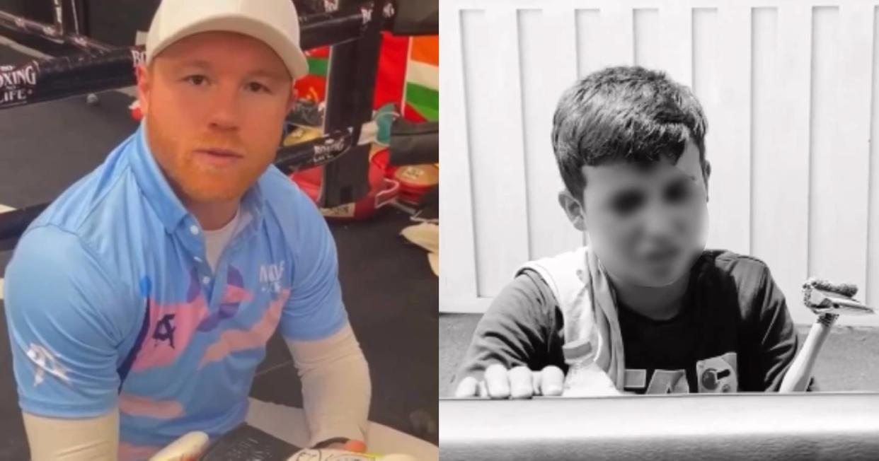 Saúl ‘Canelo’ Álvarez ayuda a un niño limpiaparabrisas. Foto: captura de video Instagram vía @manuelconecta