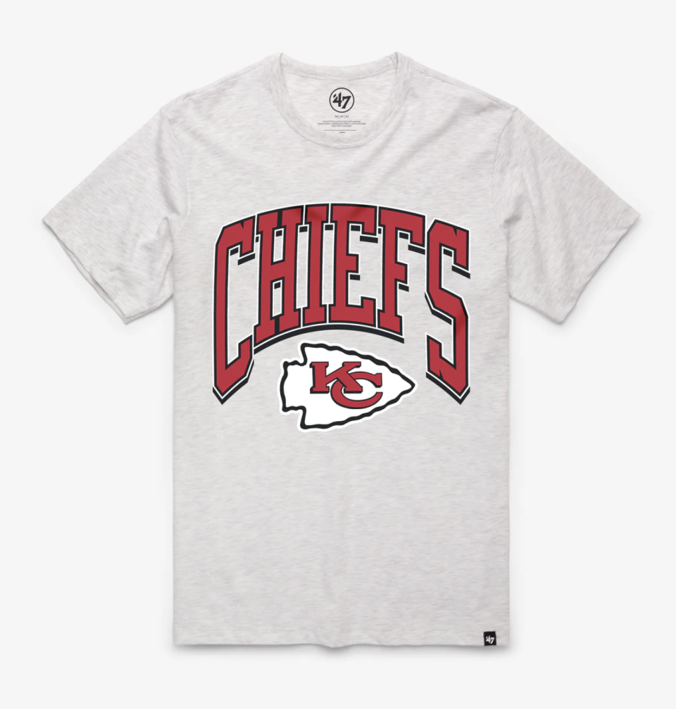 <p><a href="https://go.redirectingat.com?id=74968X1596630&url=https%3A%2F%2Fwww.47brand.com%2Fproducts%2Fkansas-city-chiefs-walk-tall-franklin-tee-men&sref=https%3A%2F%2Fwww.countryliving.com%2Fshopping%2Fg46597193%2Fsuper-bowl-party-gear-outfits-accessories%2F" rel="nofollow noopener" target="_blank" data-ylk="slk:Shop Now;elm:context_link;itc:0;sec:content-canvas" class="link ">Shop Now</a></p><p>Chiefs T-Shirt </p><p>47brand.com</p><p>$35.00</p><span class="copyright">'47</span>