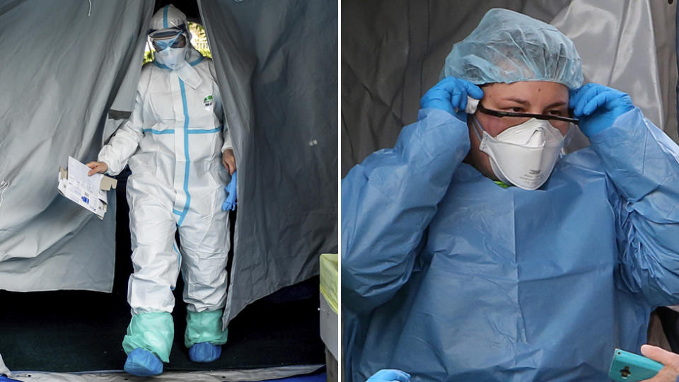 Italian medical staff wearing protective clothing