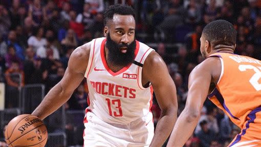 哈登（James Harden）攻下全隊最高32分，火箭不敵太陽。（圖／翻攝自火箭推特）