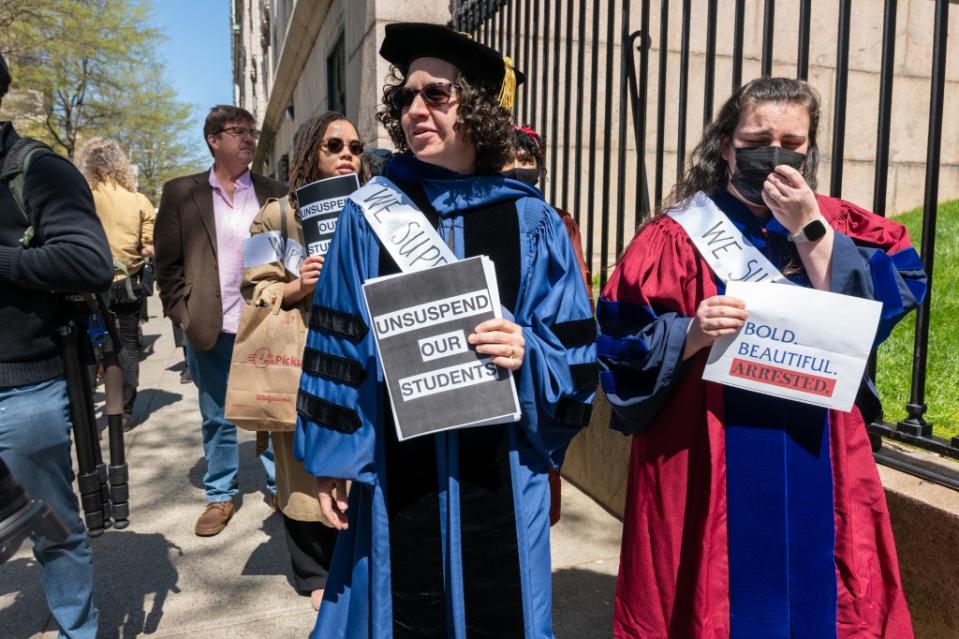 Columbia University’s faculty is facing backlash after their decision to back students at the anti-Israel demonstration on campus was denounced as “grotesque” by members of New York’s Jewish community. Getty Images