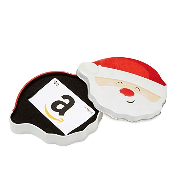 Amazon Gift Card in a Santa Smile Tin