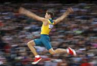 Australia's Henry Frayne competes in the men's long jump final during the London 2012 Olympic Games at the Olympic Stadium August 4, 2012.