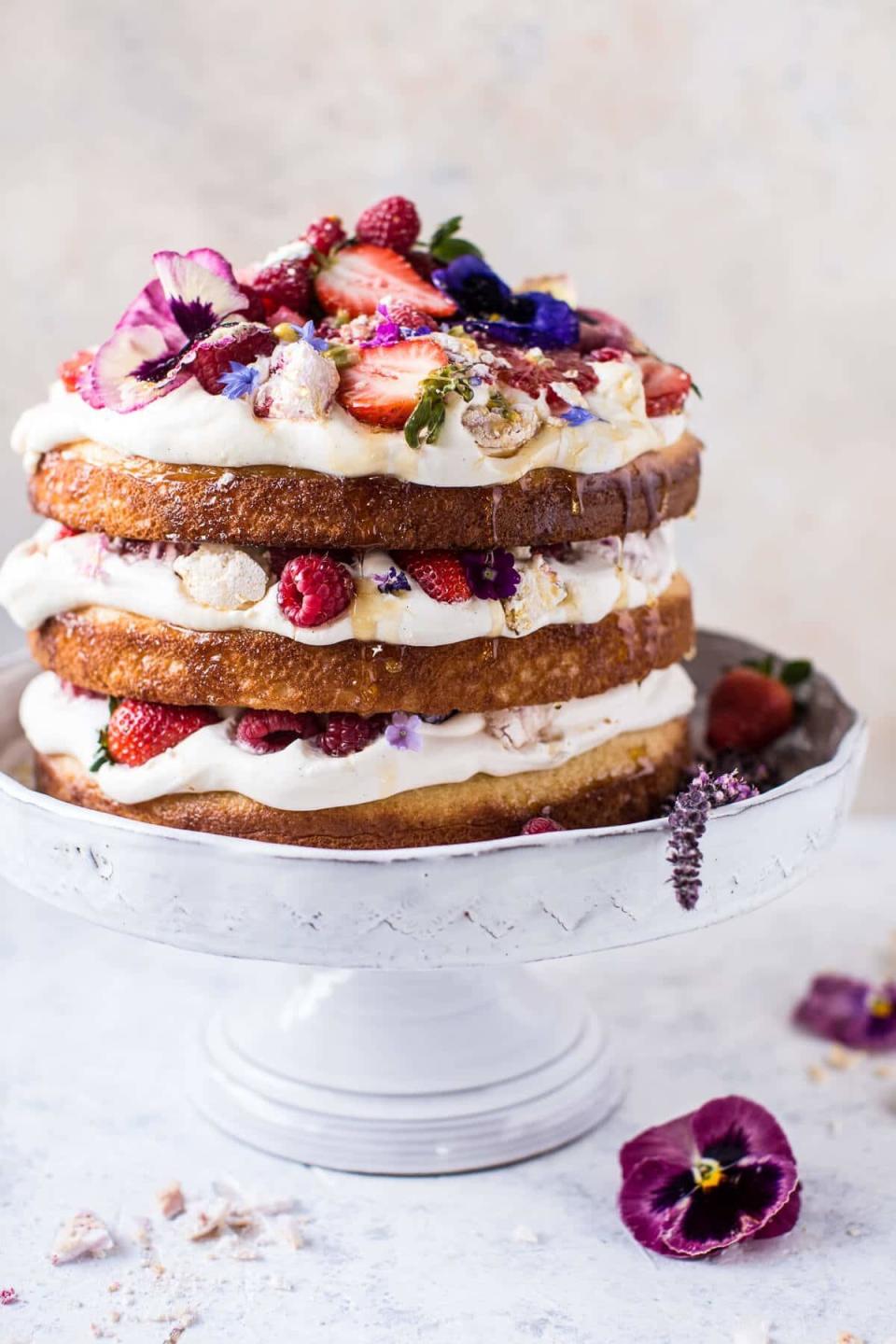 <strong>Get the <a href="https://www.halfbakedharvest.com/coconut-eton-mess-cake-whipped-ricotta-cream/" target="_blank">Coconut Eton Mess Cake With Whipped Ricotta Cream</a> from Half Baked Harvest</strong>