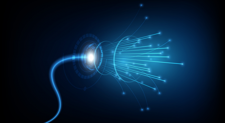 connection line on networking telecommunication concept background. LWLG stock, Lightwave Logic creates prototype optical cables