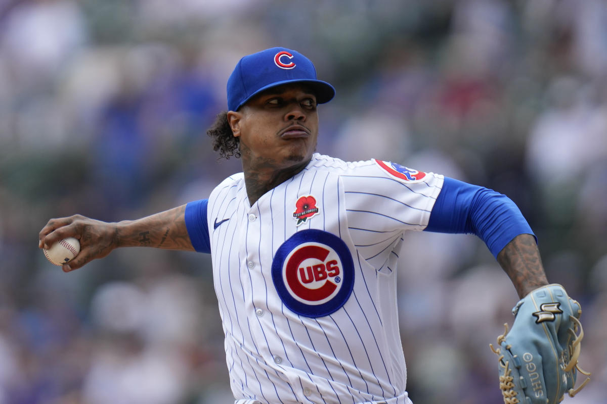 Chicago Cubs pitcher Marcus Stroman (0) pitches against the San Francisco  Giants during a MLB spring