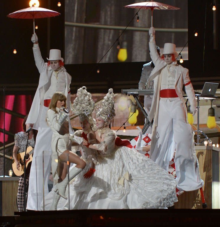 Taylor Swift performs at the Staples Center during the 55th Grammy Awards in Los Angeles, California, February 10, 2013