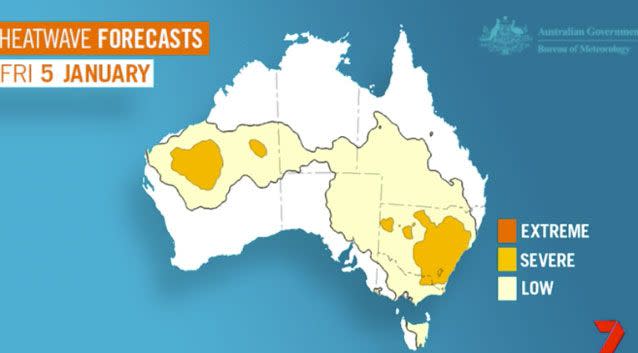 South Australia, Victoria, ACT and NSW have been warned to get ready for extreme temperatures. Photo: 7 News