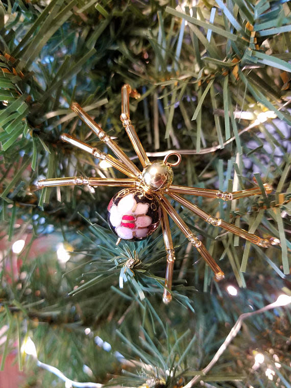 5) Floral Spider Christmas Ornament