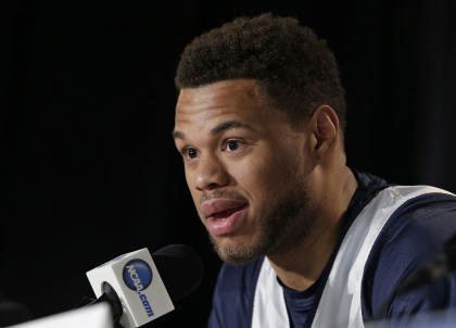 Justin Anderson answers a question during the NCAA tournament. (AP)