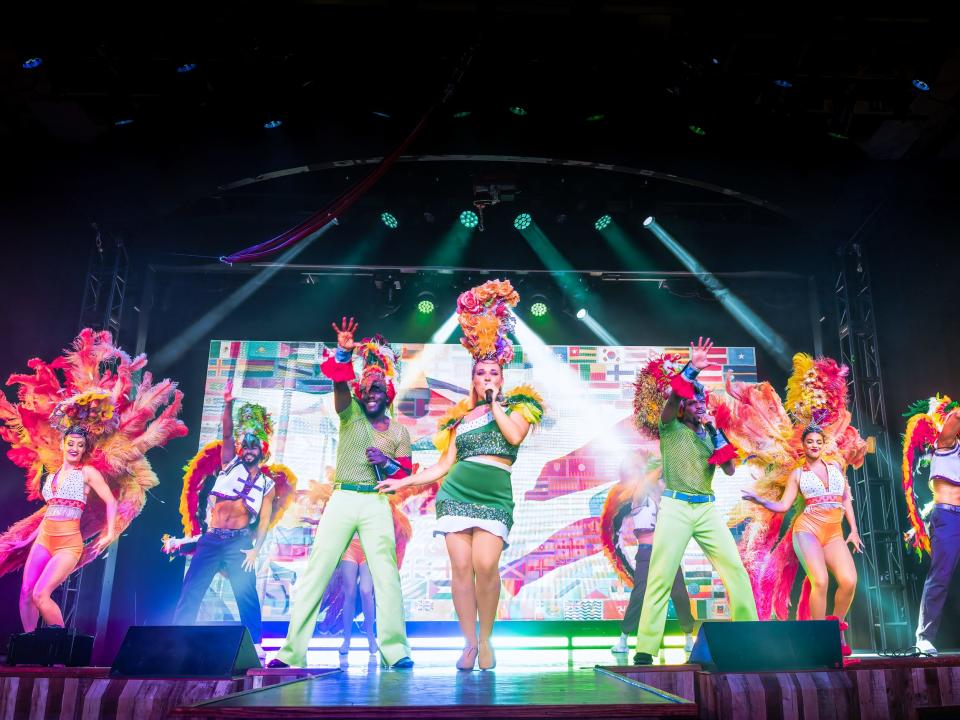 Performers on the Margaritaville at Sea Paradise on water