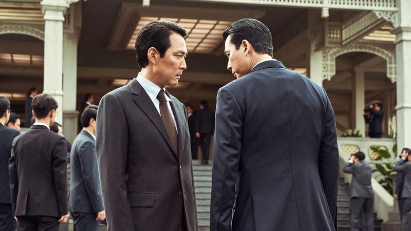 Lee Jung Jae and Jung Woo Sung in HUNT, a Magnet release