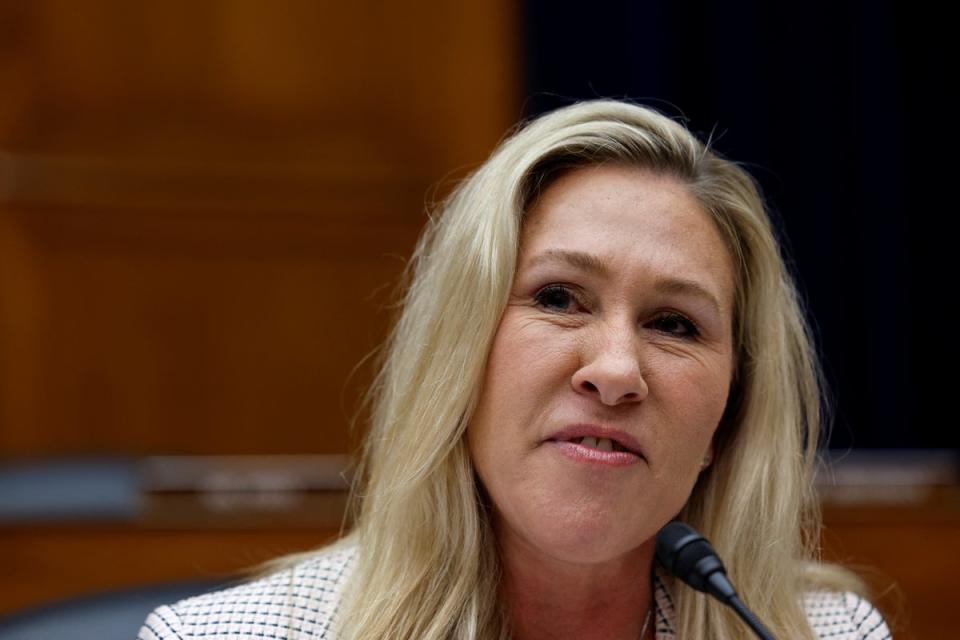 U.S. House Oversight and Accountability Committee member Marjorie Taylor Greene (R-GA) questions witnesses during the committee's hearing about Twitter's handling of a 2020 New York Post story about Hunter Biden and his laptop, in Washington, U.S. February 8, 2023. Reuters/Evelyn Hockstein (REUTERS)