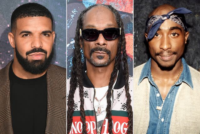 <p>Kevin Winter/Getty; Gilbert Flores/Variety via Getty; Raymond Boyd/Getty</p> Drake (Left), Snoop Dogg (Center), Tupac (Right)