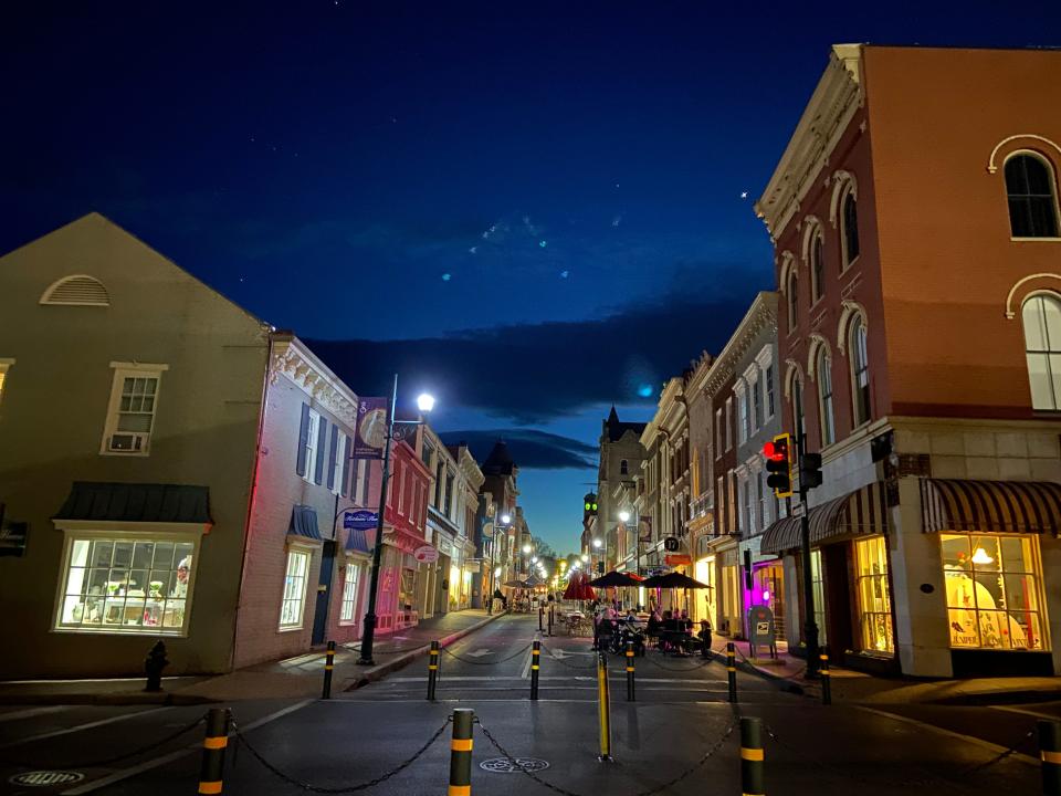 A summer evening on Beverley Street in downtown Staunton, Virginia.