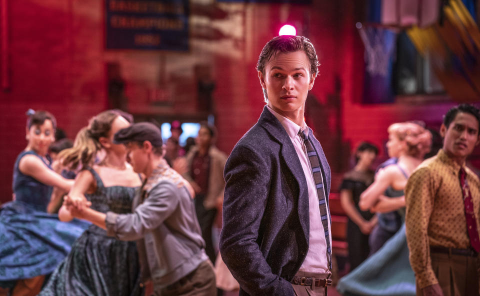 This image released by 20th Century Studios shows Ansel Elgort as Tony in "West Side Story." (Niko Tavernise/20th Century Studios via AP)