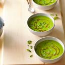 <p>Curry, ginger, and mint give this soup a kick, while puréed chickpeas make it hearty enough to eat as a main course. For the best texture, purée until silky smooth.</p> <p><a href="https://www.myrecipes.com/recipe/creamy-spinach-chickpea-soup" rel="nofollow noopener" target="_blank" data-ylk="slk:Creamy Spinach Chickpea Soup Recipe;elm:context_link;itc:0;sec:content-canvas" class="link ">Creamy Spinach Chickpea Soup Recipe</a></p>