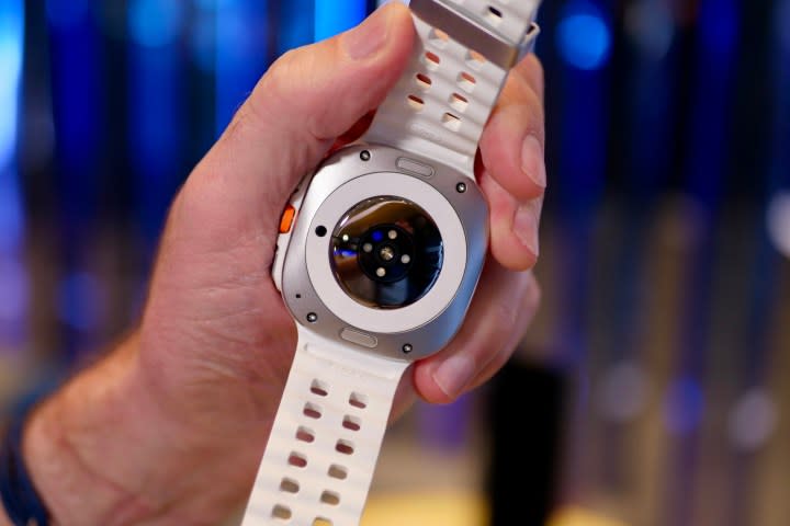 The Samsung Galaxy Watch Ultra's heart rate sensor.