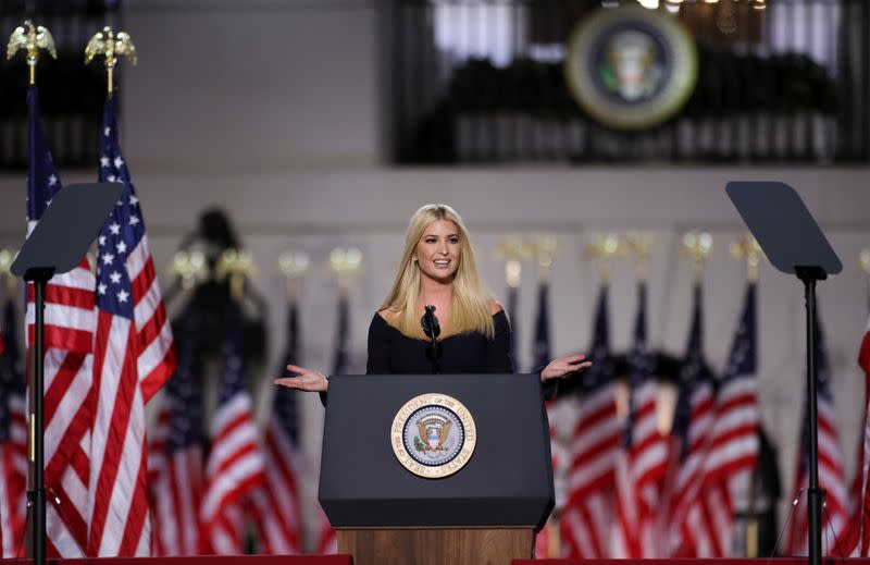 White House Senior Adviser Ivanka Trump introduces her father U.S. President Donald Trump to deliver his acceptance speech as the 2020 Republican presidential nominee in Washington