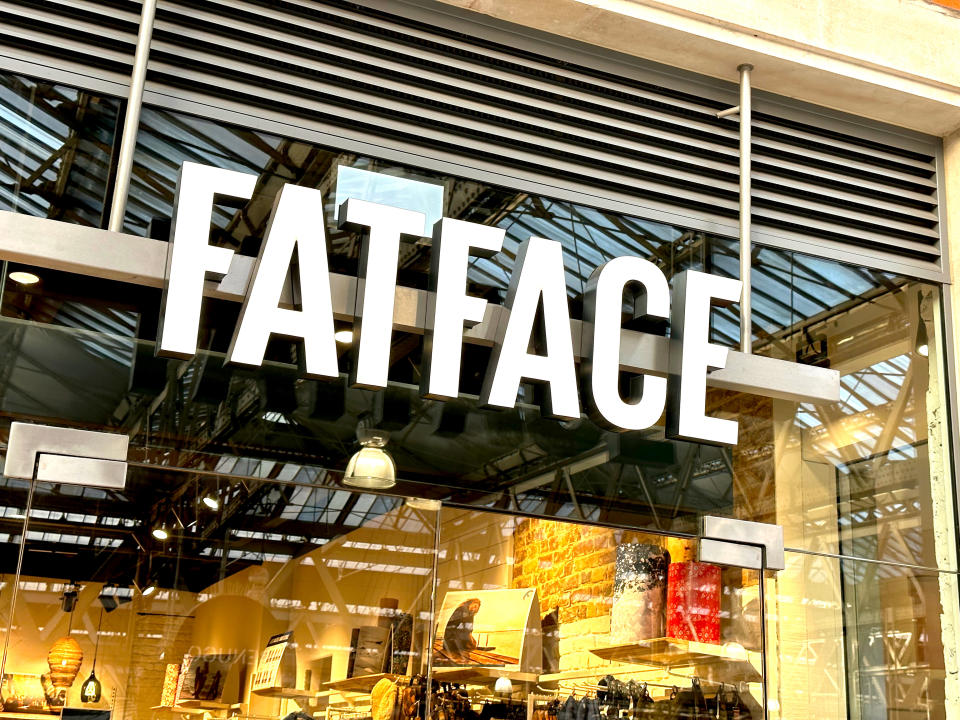 Waterloo, LONDON,ENGLAND - September 2023: Fat Face store sign External Store Sign London, England. (Photo by Peter Dazeley/Getty