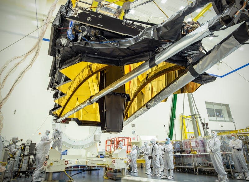 The Webb Space Telescope inside a Northrop Grumman clean room in Redondo Beach, CA, in March 2018. 