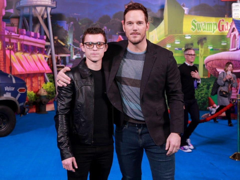 Tom Holland and Chris Pratt at the premiere of "Onward" in 2020