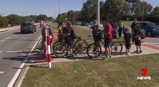 Parents, children waiting at the island. Source: 7News