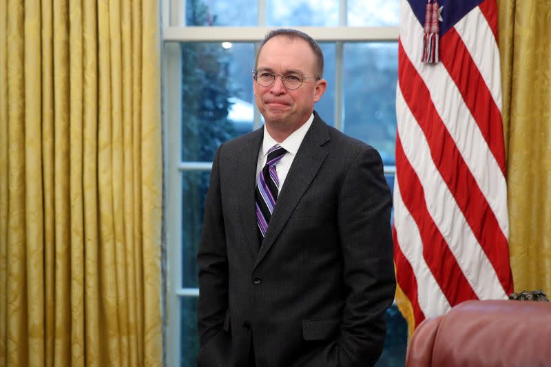 FILE PHOTO: Acting White House Chief of Staff Mulvaney attends U.S. President Trump’s meeting with Greek Prime Minister Mitsotakis at the White House in Washington