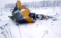 <p>In this screen grab provided by the Life.ru, the wreckage of a AN-148 plane is seen in Stepanovskoye village, about 40 kilometers (25 miles) from the Domodedovo airport, Russia on Feb. 11, 2018. (Photo: Life.ru via AP) </p>