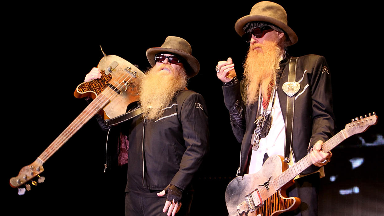  Dusty Hill (L) and Billy Gibbons of ZZ Top perform in concert during La Grange Fest at the Backyard on October 27, 2012 in Austin, Texas. 