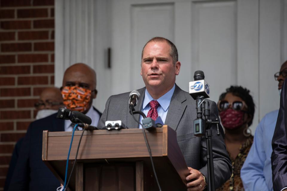 State Attorney Jack Campbell speaks at a press conference at Bethel Missionary Baptist Church on Monday, June 1, 2020. 
