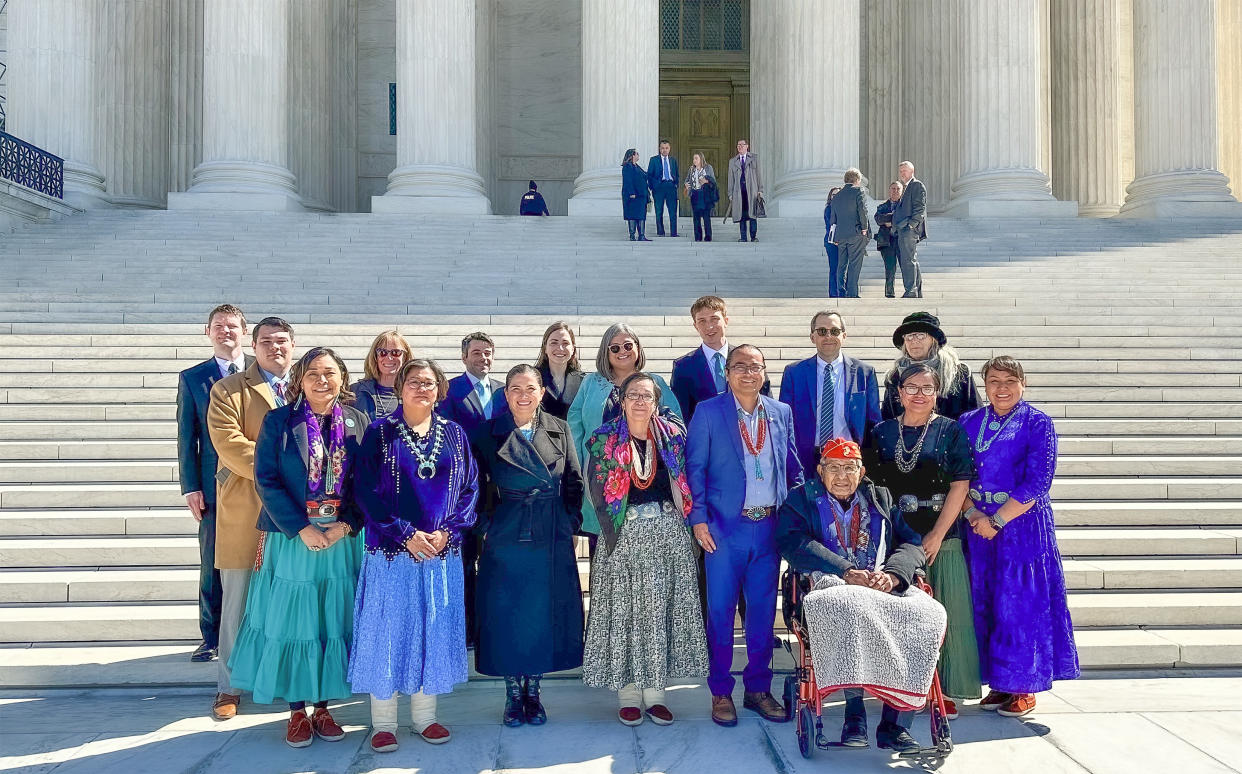 Navajo Nation leadership, officials, and legal counsel outside of the U.S. Supreme Court prior to the oral arguments in Washington, D.C. on March 20, 2023. (Courtesy Photo) 