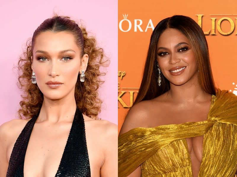 Bella Hadid, left, and Beyonce, right. (Photos: Getty Images)