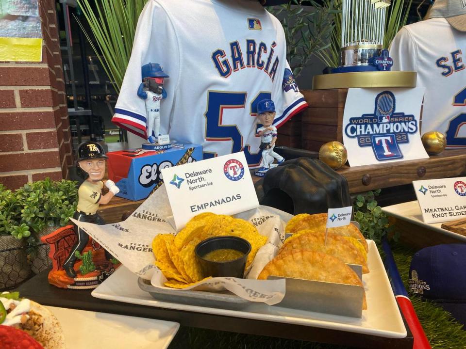 Chicken empanadas which will be sold this season at Globe Life Field.