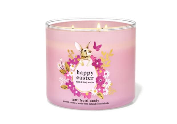 <p>Featuring an adorable Easter decorative wrap, this candle is a great gift idea. Plus, it's scented with the brand's popular tutti frutti candy fragrance.</p><p><em><a href="https://go.skimresources.com?id=113896X1572730&xs=1&url=https%3A%2F%2Fwww.bathandbodyworks.com%2Fp%2Ftutti-frutti-candy-3-wick-candle-026653543.html&sref=parade.com%2Fshopping%2Feaster-gifts-teens" rel="noopener" target="_blank" data-ylk="slk:Tutti Frutti Candy Candle, Original $26.95, Now $14.95 at Bath & Body Works;elm:context_link;itc:0;sec:content-canvas" class="link ">Tutti Frutti Candy Candle, Original $26.95, Now $14.95 at Bath & Body Works</a></em></p><p>Bath & Body Works</p>