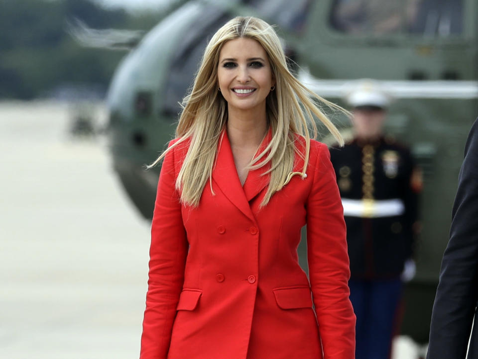 Ivanka Trump (pictured in July) is being criticized for not challenging her father’s statements about women. (Photo: Evan Vucci/AP)