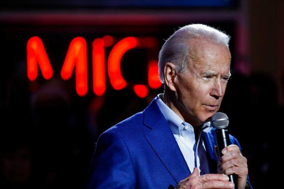 Democratic presidential candidate, former Vice President Joe Biden speaks during a campaign event at Harbor Palace Seafood Restaurant in the Chinatown neighborhood of Las Vegas, Tuesday, Feb. 18, 2020.