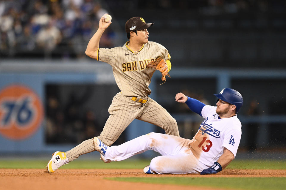 The Padres will likely need the lithe, grab-first Hae-sung Kim at second base in 2023, and the Dodgers may not want bat-focused Max Muncy to play.  (Photo by Brian Rothmuller/Icon Sportswire via Getty Images)