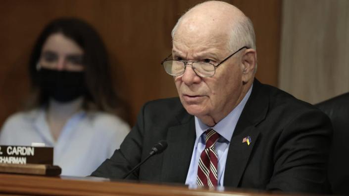 Sen. Ben Cardin, D-Md., speaks during a hearing with the Helsinki Commission in the Dirksen Senate Office Building on March 23, 2022 in Washington, DC. <span class="copyright">Photo by Anna Moneymaker/Getty Images</span>